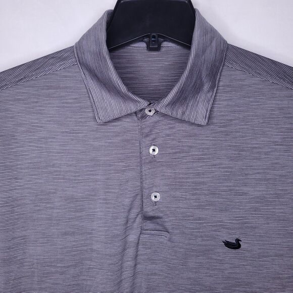 Southern Marsh Polo Shirt Mens Medium Striped Gray Performance - Picture 1 of 11